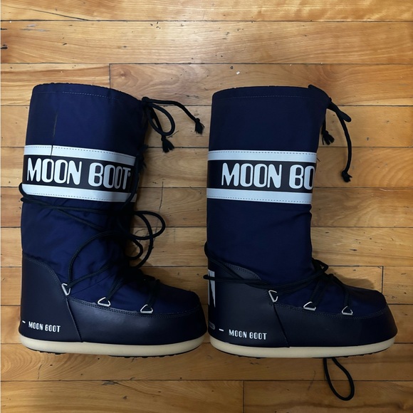 Moon Boot Shoes - Moon Boot  Navy Blue and White Winter Boots